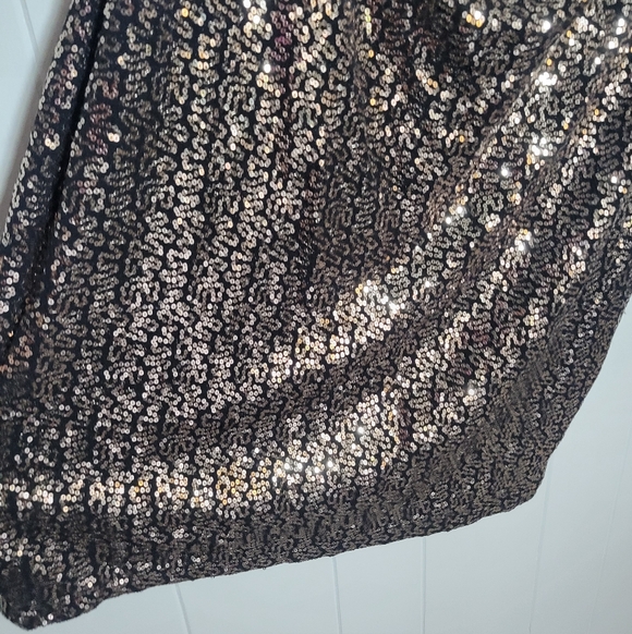 NEW Eliza J Sequin Dress Cowl Neckline Sleeveless Black Gold Cocktail Party 14W - Picture 5 of 13